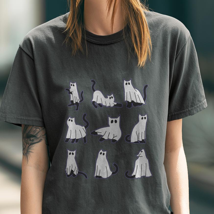 Spooky Ghost Cat Halloween Shirt