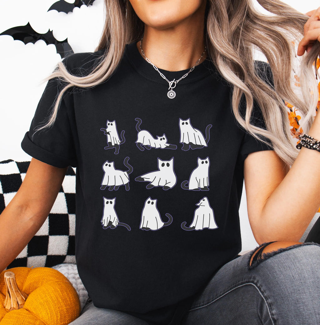 Spooky Ghost Cat Halloween Shirt