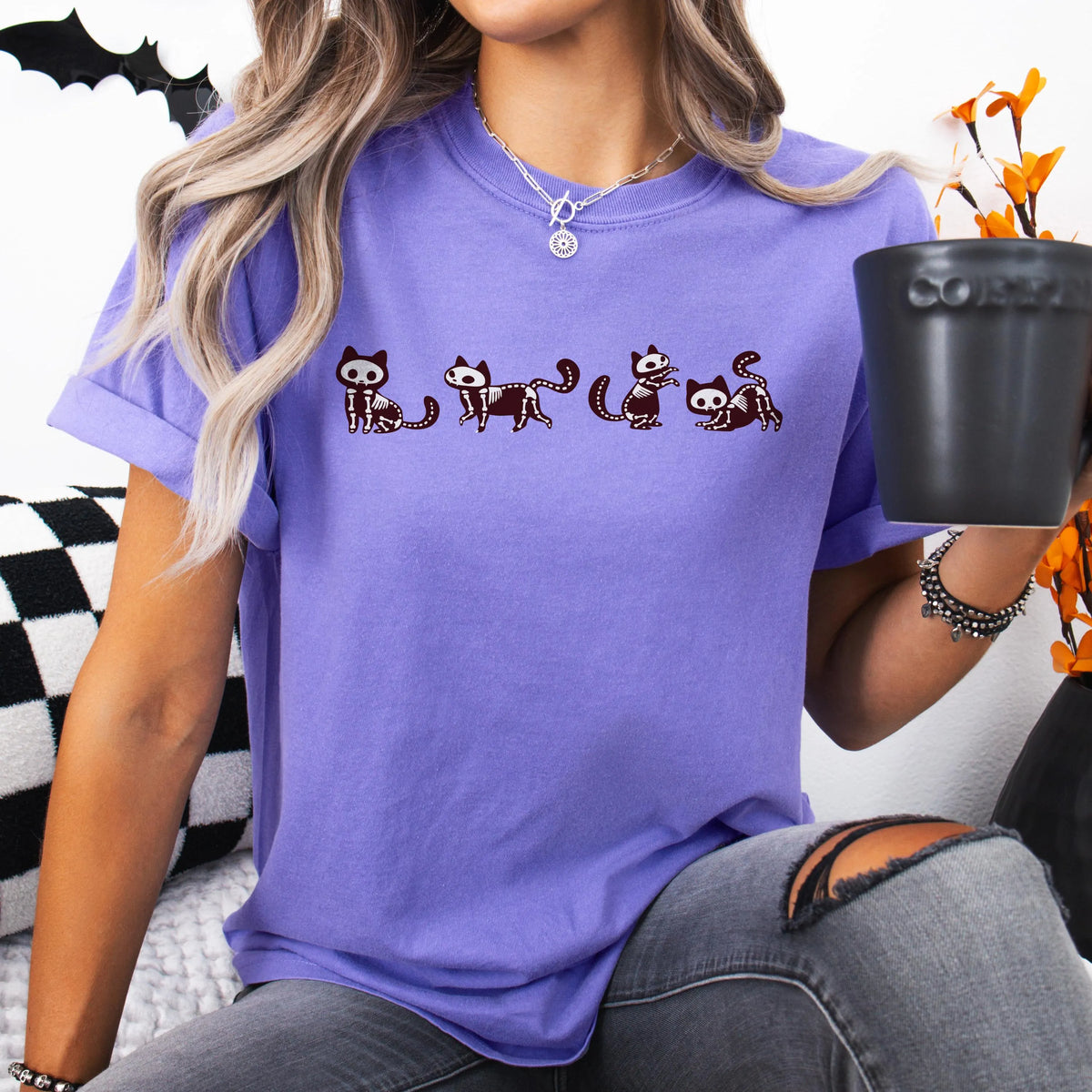 Gothic Skeleton Cat Shirt