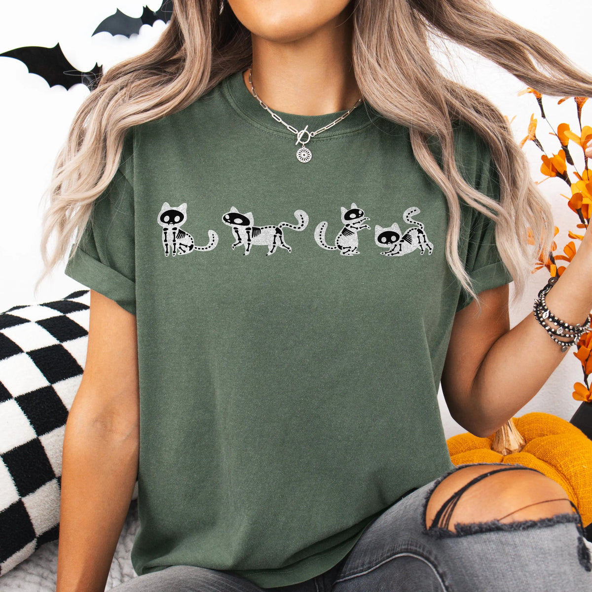 Gothic Skeleton Cat Shirt