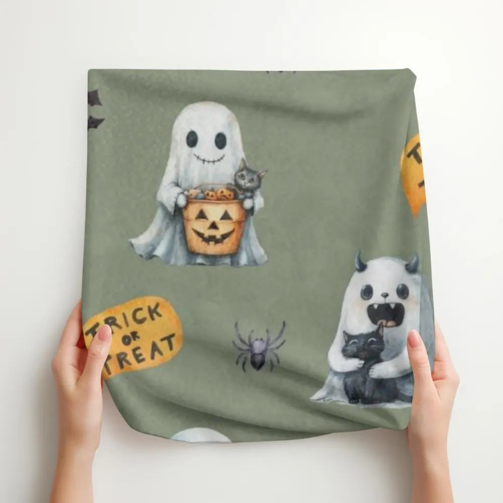 Ghost & Black Cat Halloween Blanket