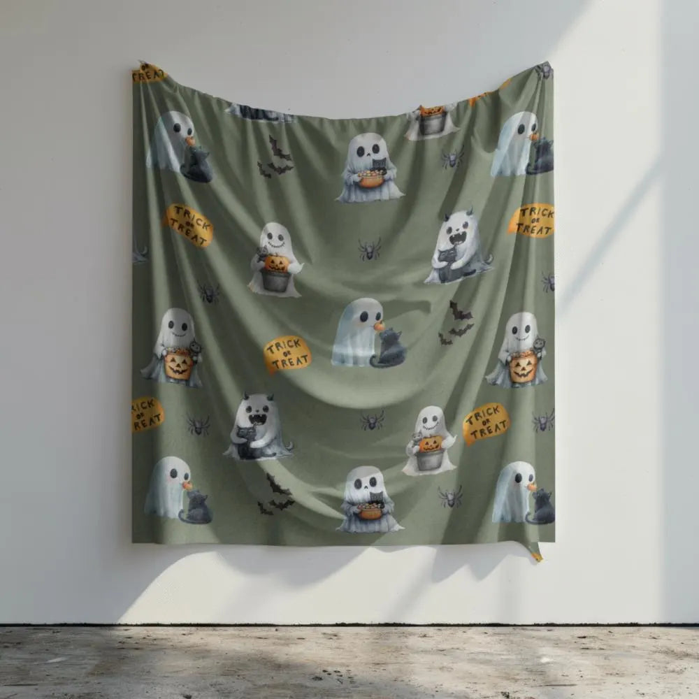 Ghost & Black Cat Halloween Blanket