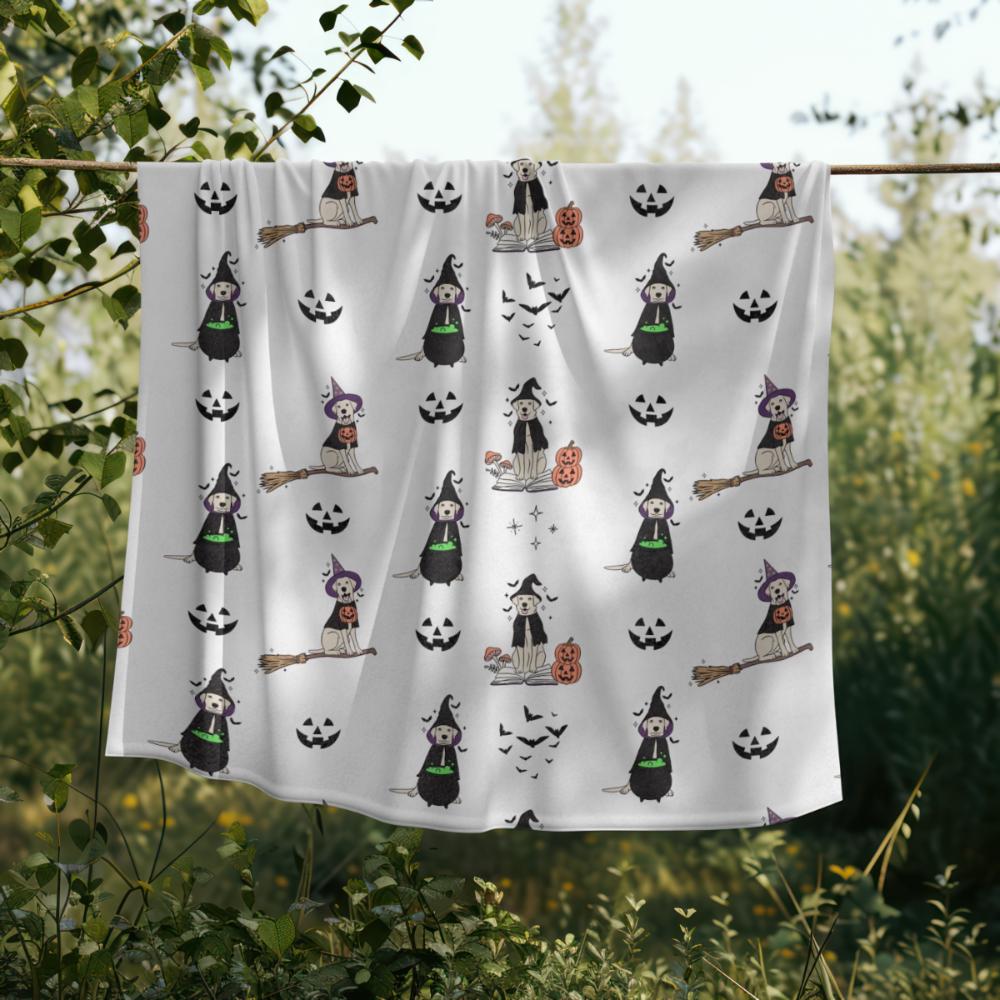 Witch Dog Halloween Blanket