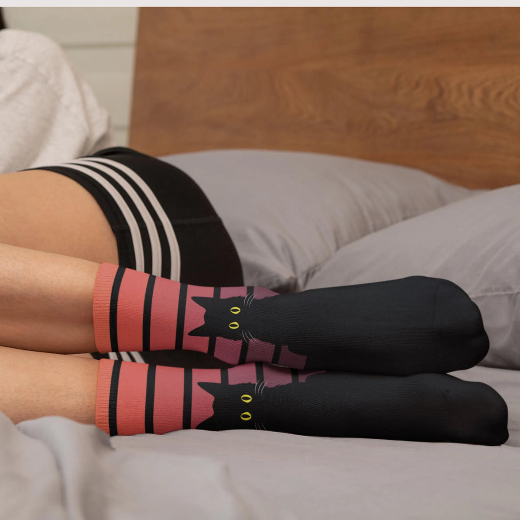 Gothic Black Cat Socks