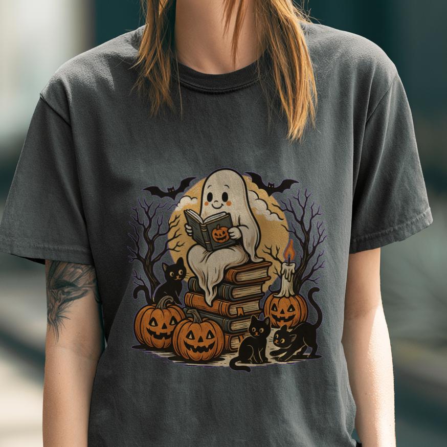 Ghost Reading Books Halloween Shirt