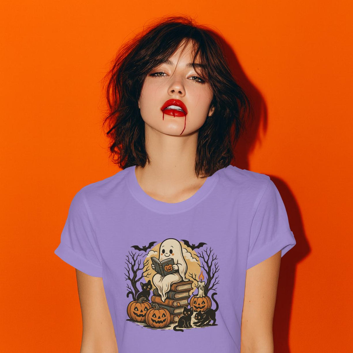 Ghost Reading Books Halloween Shirt