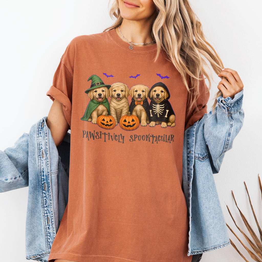 Golden Retriever Halloween Shirt, Comfort Colors Goldie Tee, Dog Mom Gift, Spooky Season Tee