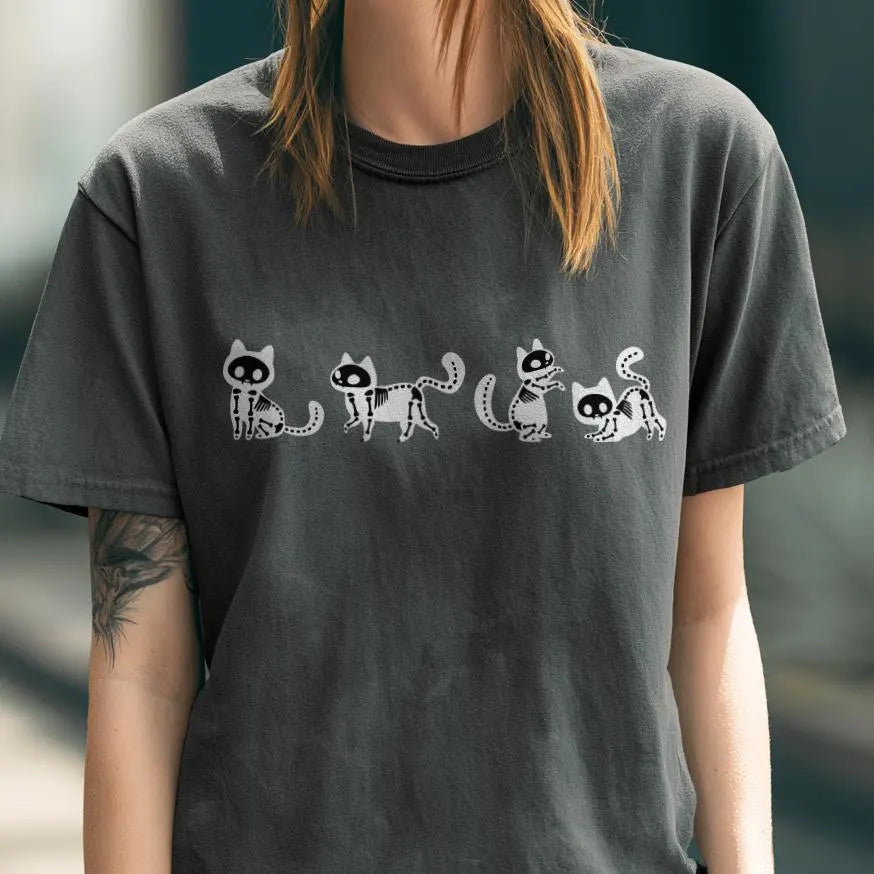 Gothic Skeleton Cat Shirt