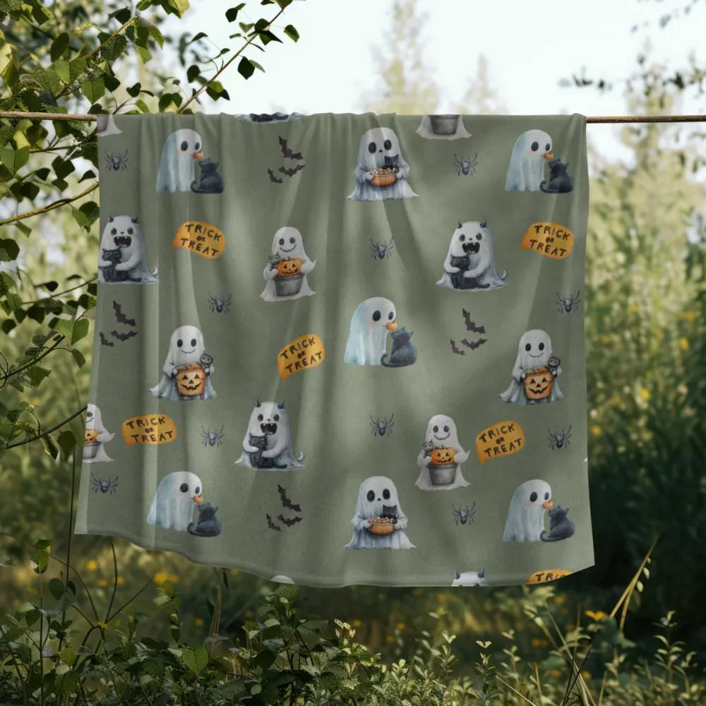 Ghost & Black Cat Halloween Blanket