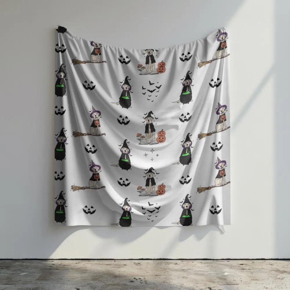 Witch Dog Halloween Blanket