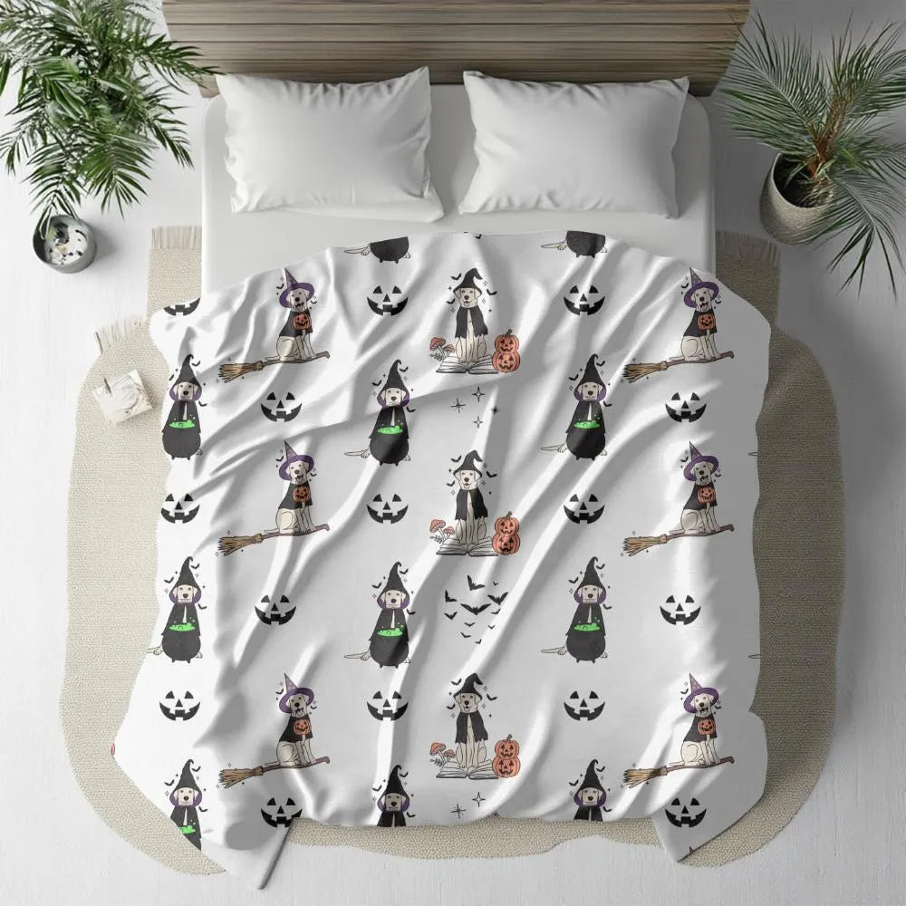Witch Dog Halloween Blanket
