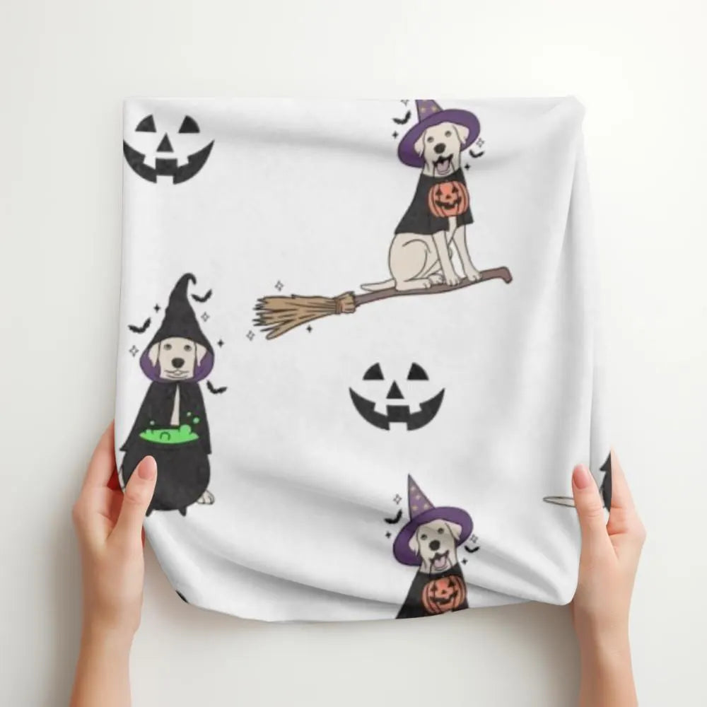 Witch Dog Halloween Blanket