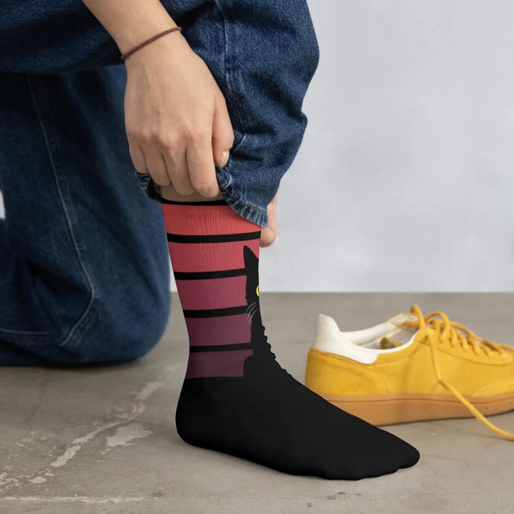 Gothic Black Cat Socks