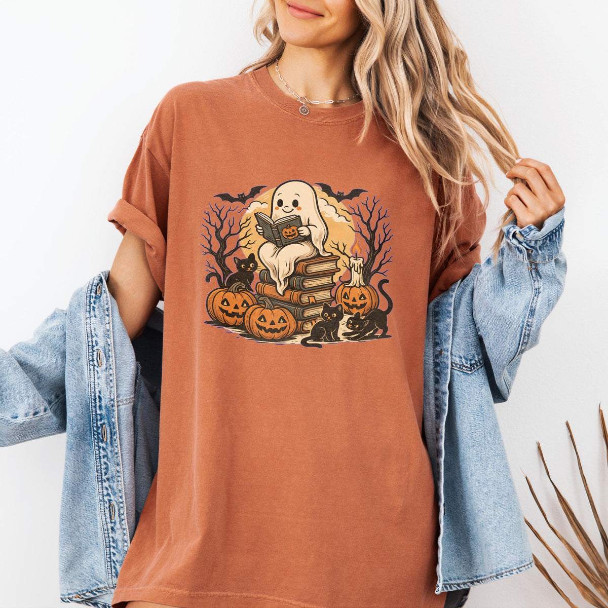 Ghost Reading Books Halloween Shirt