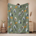 Ghost & Black Cat Halloween Blanket