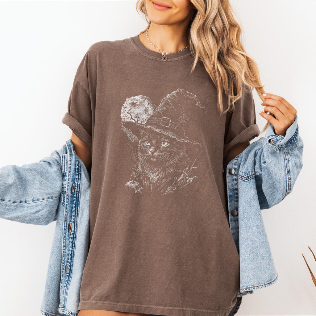 Black Cat Witch Hat Halloween Shirt