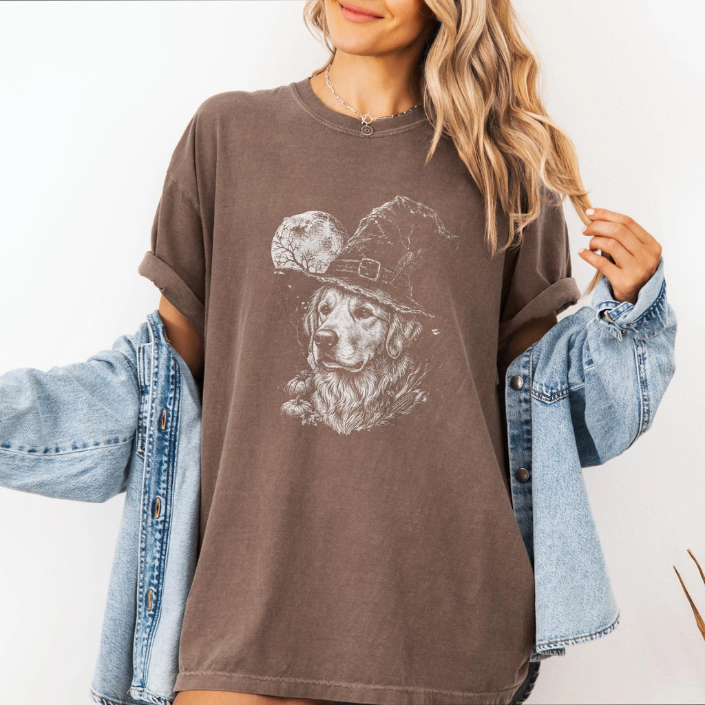 Golden Retriever Witch Hat Halloween Shirt