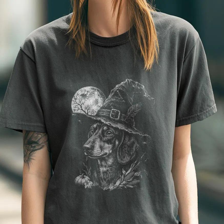 Dachshund Witch Hat Halloween Shirt