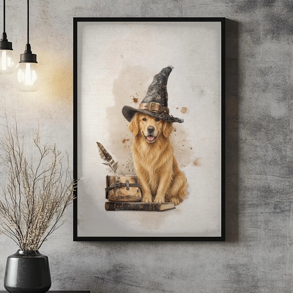 Golden Retriever Witch Poster