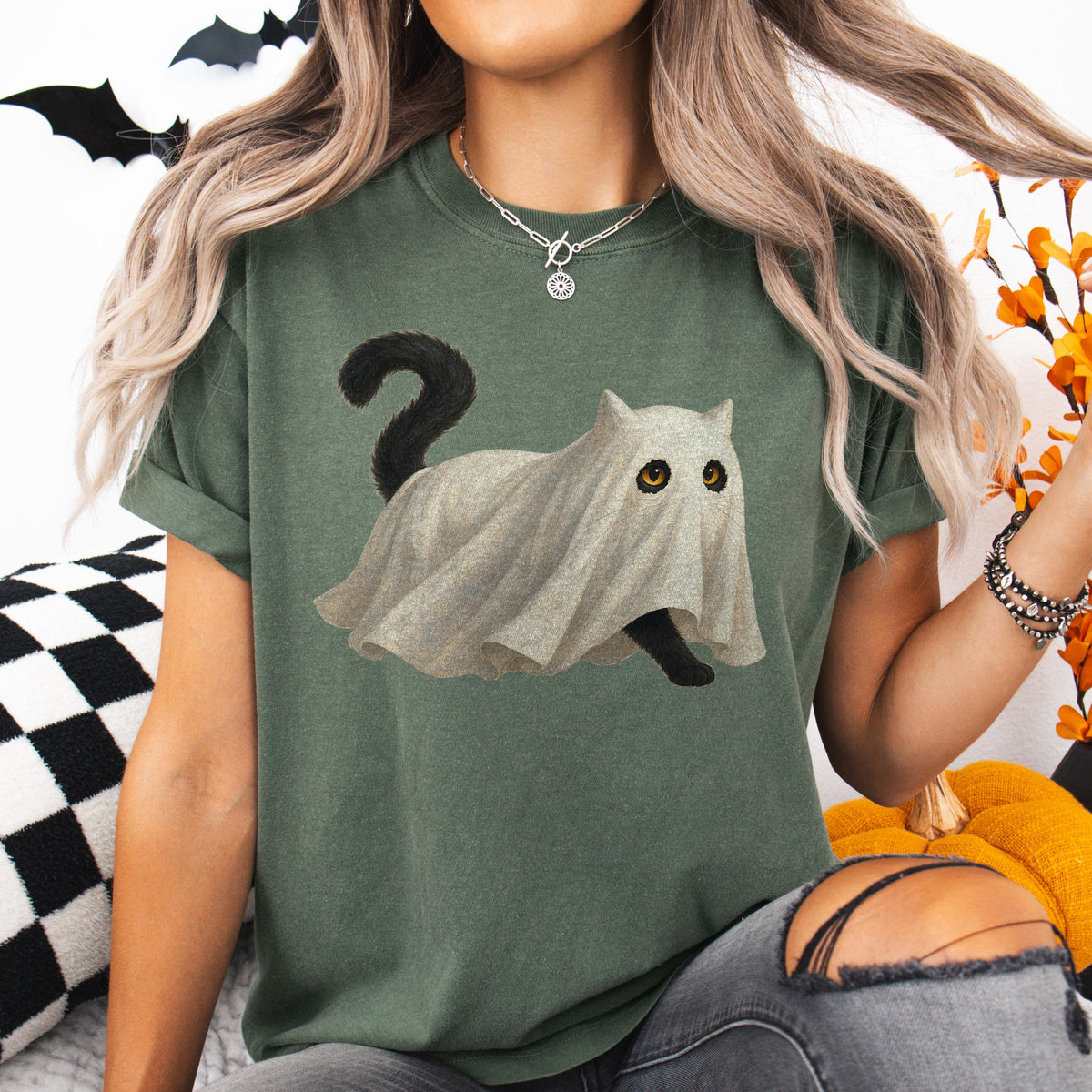 Ghost Cat Halloween Shirt
