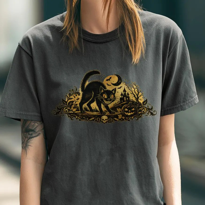Vintage Gothic Black Cat Shirt