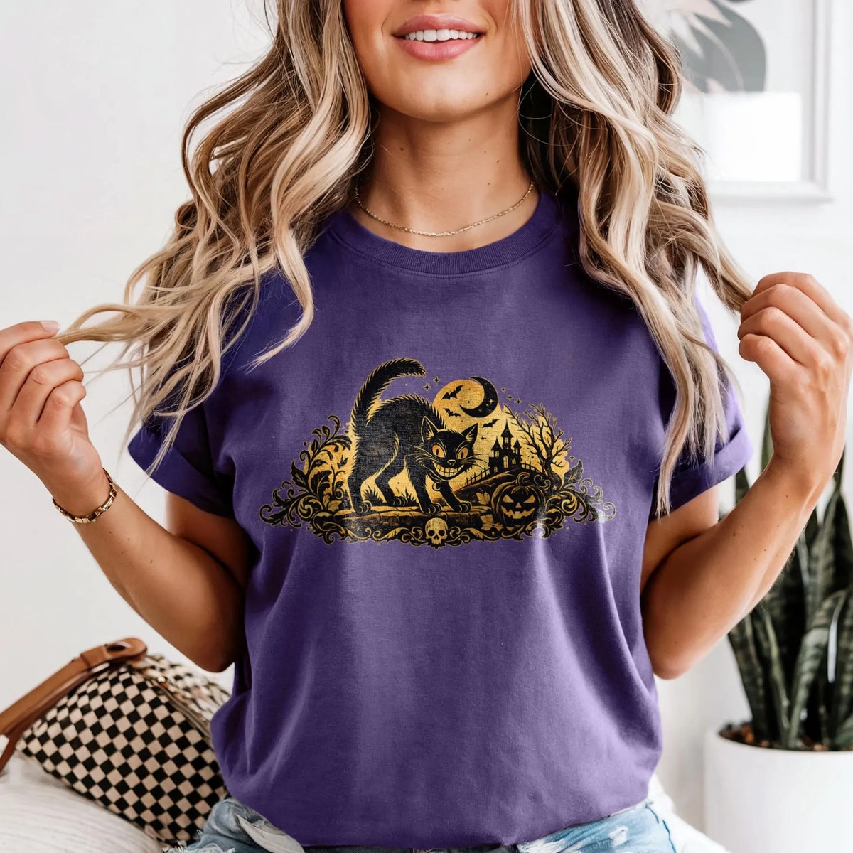 Vintage Gothic Black Cat Shirt