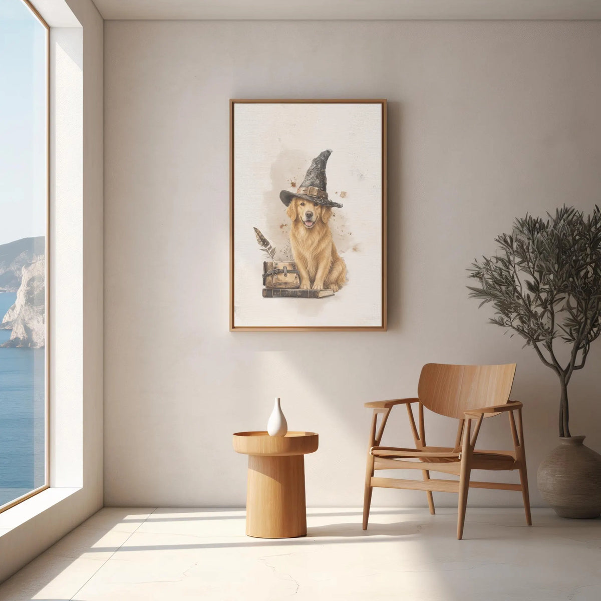 Golden Retriever Witch Poster