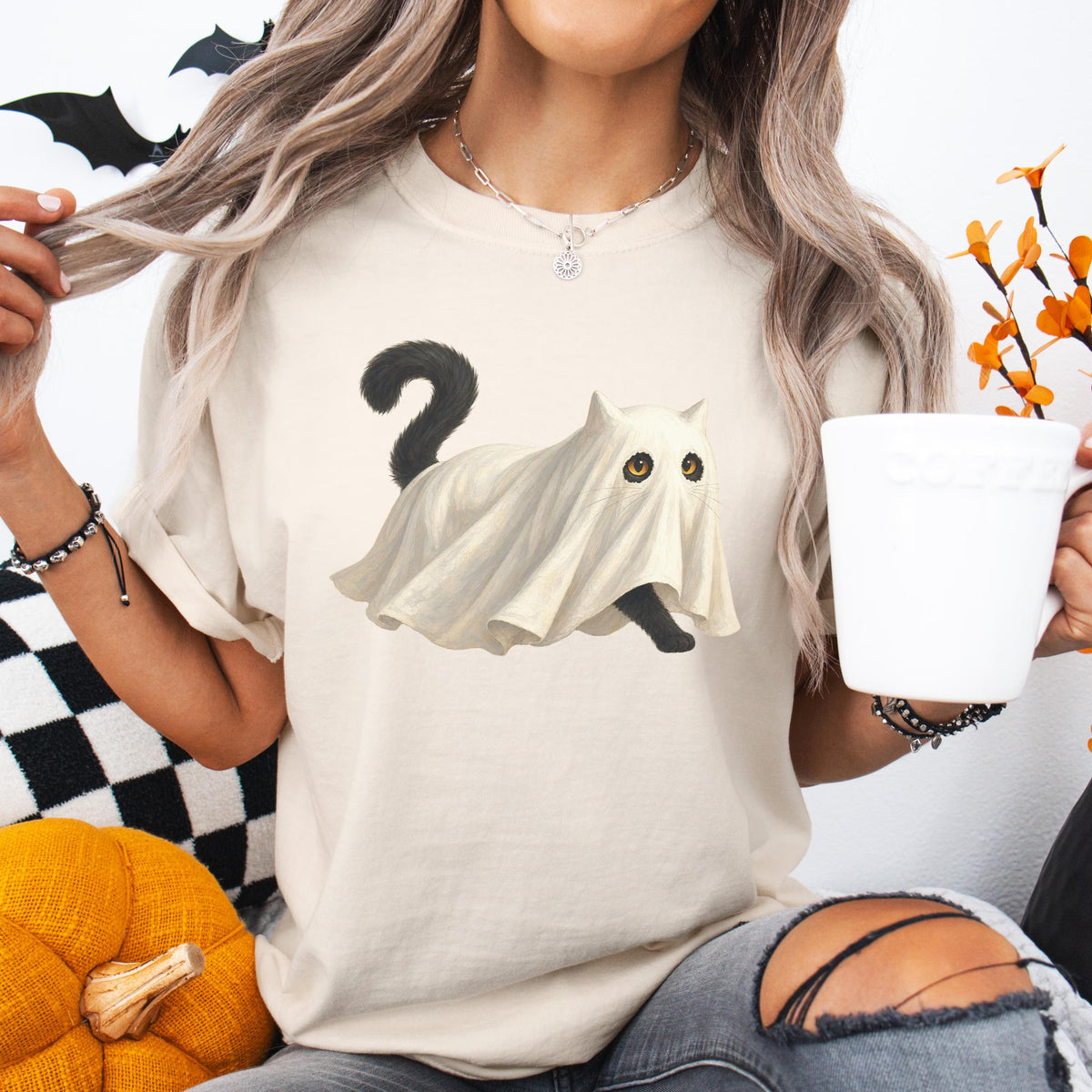 Ghost Cat Halloween Shirt
