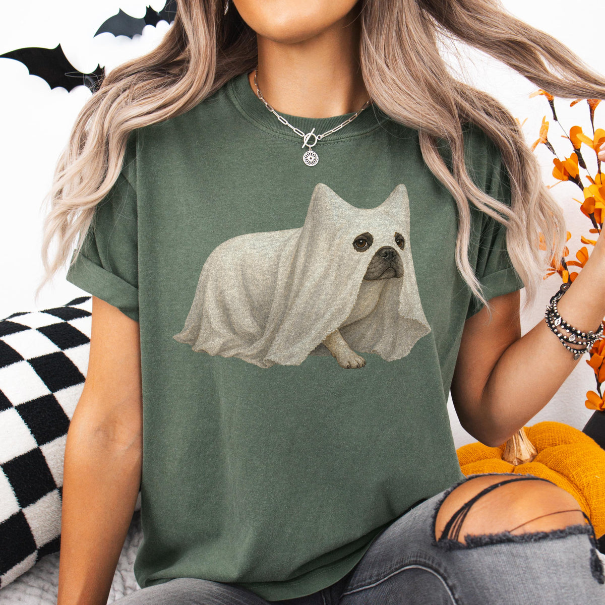Ghost French Bulldog Halloween Shirt