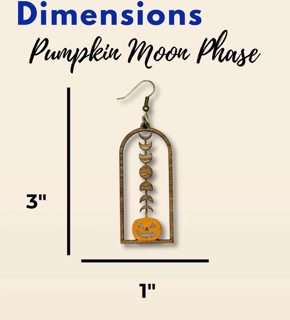 Wooden Halloween Pumpkin Earrings