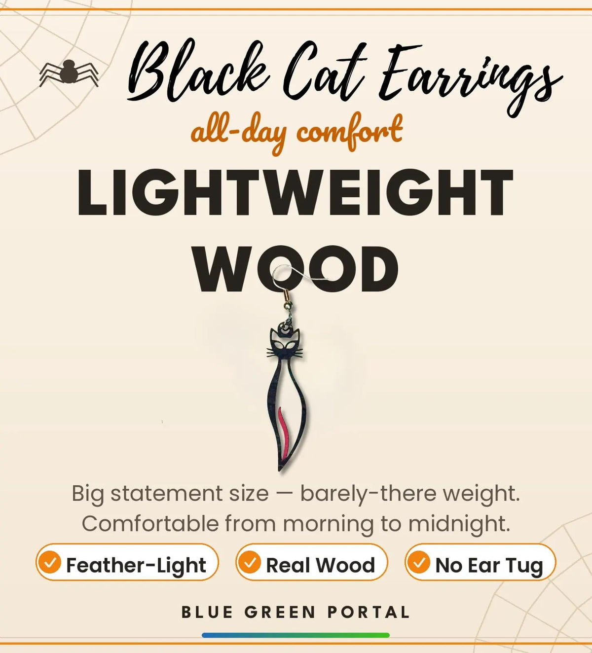 Black Cat Wooden Earrings