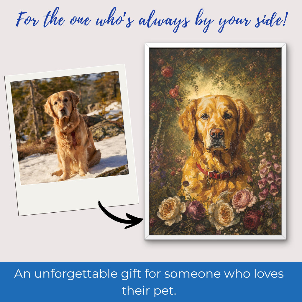 Floral Custom Pet Portrait Canvas