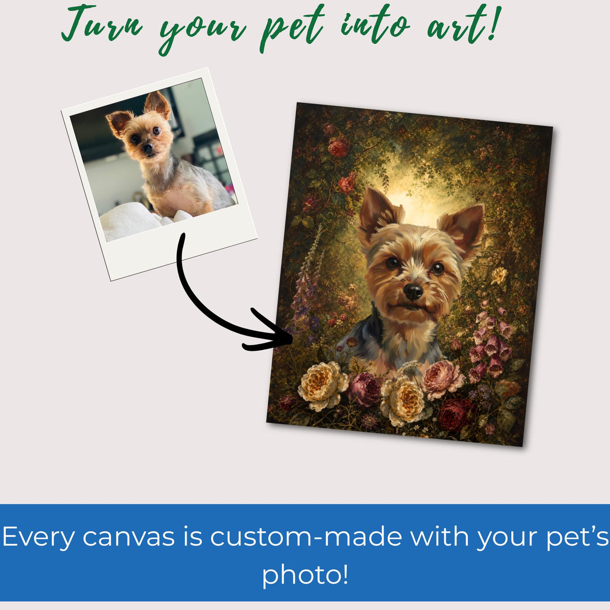 Floral Custom Pet Portrait Canvas