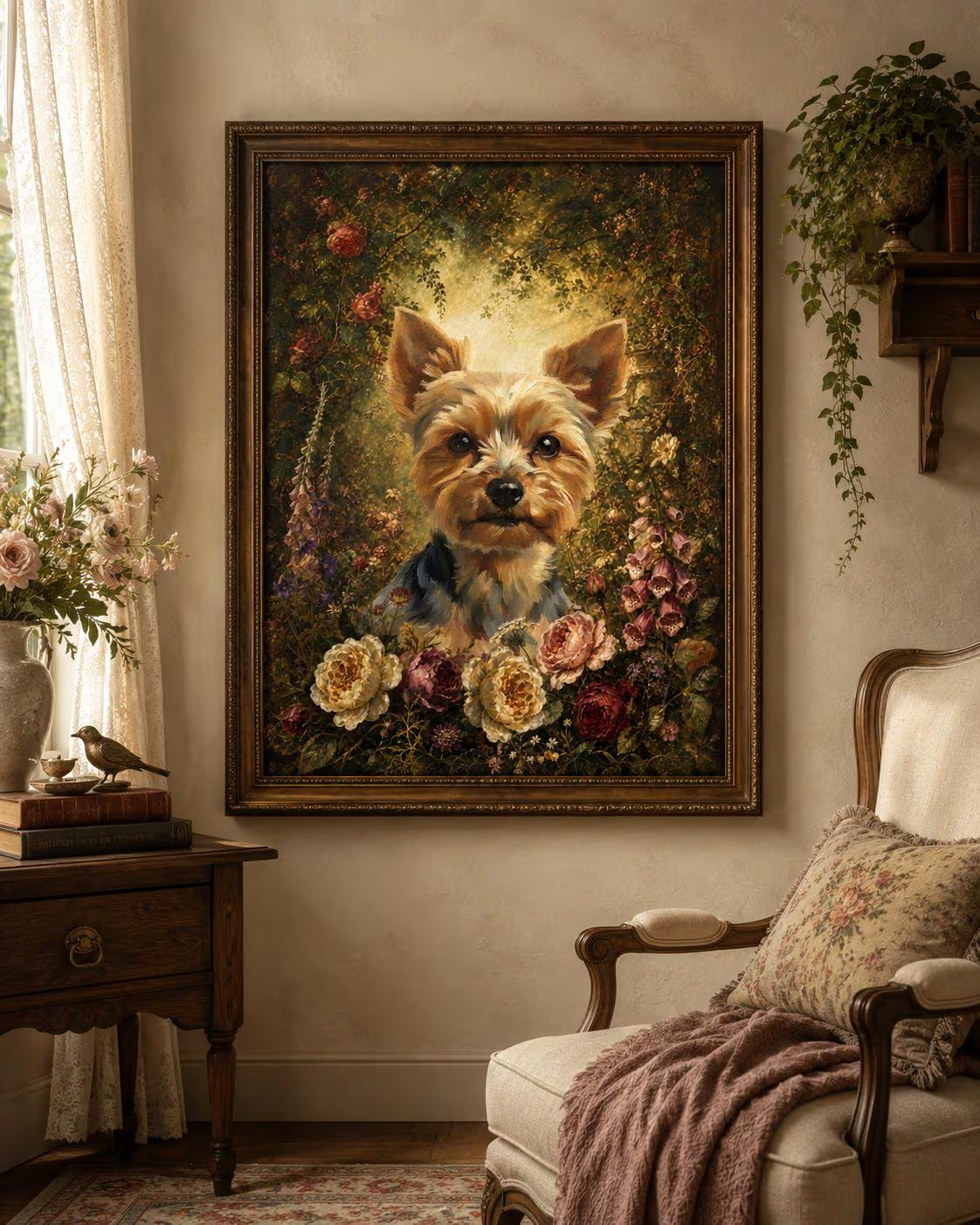 Floral Custom Pet Portrait Canvas