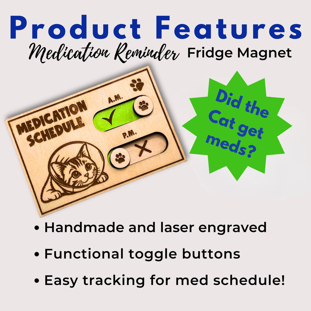 Cat Medication Reminder Fridge Magnet