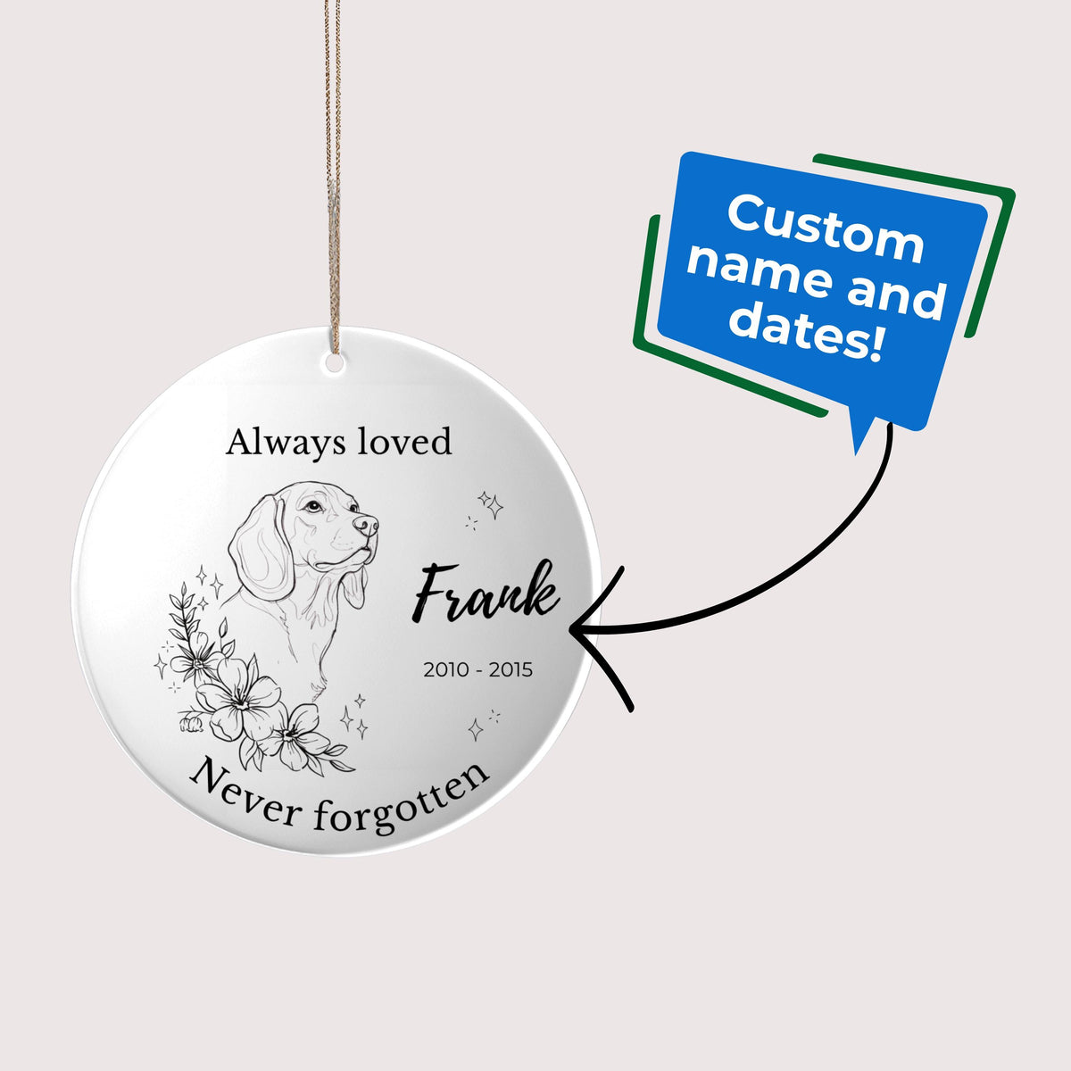Beagle Memorial Ornament