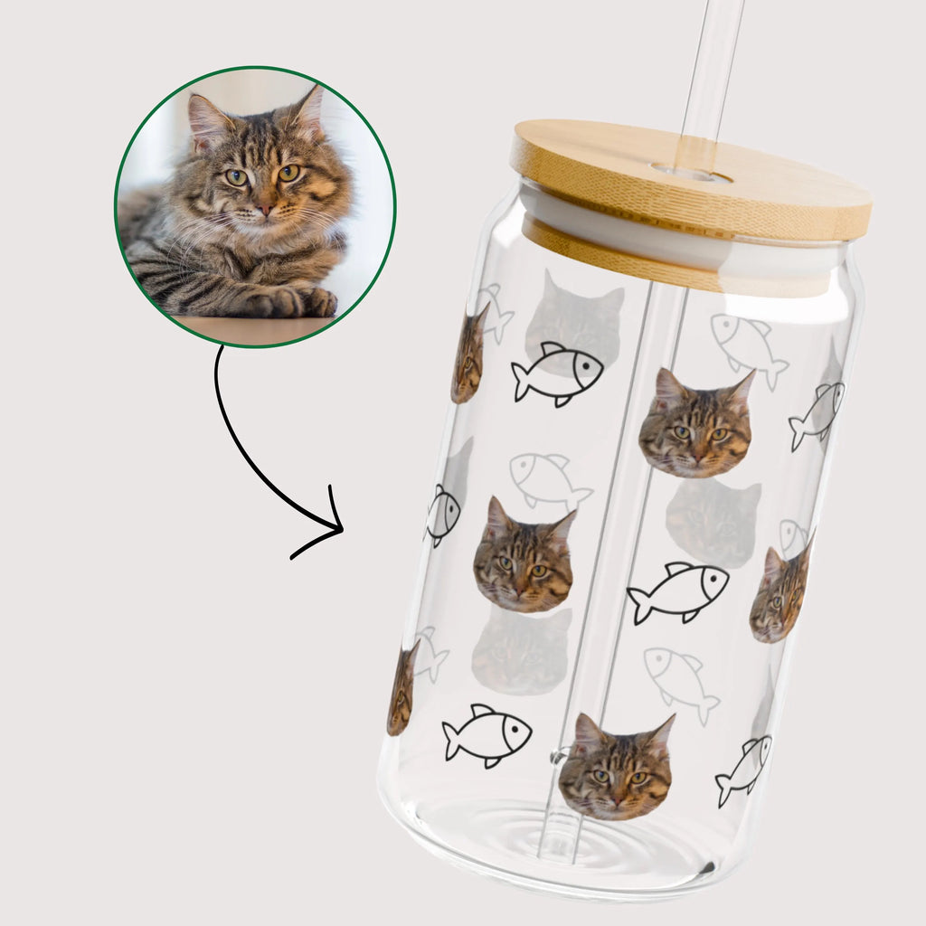 Custom Cat Photo Glass Tumbler