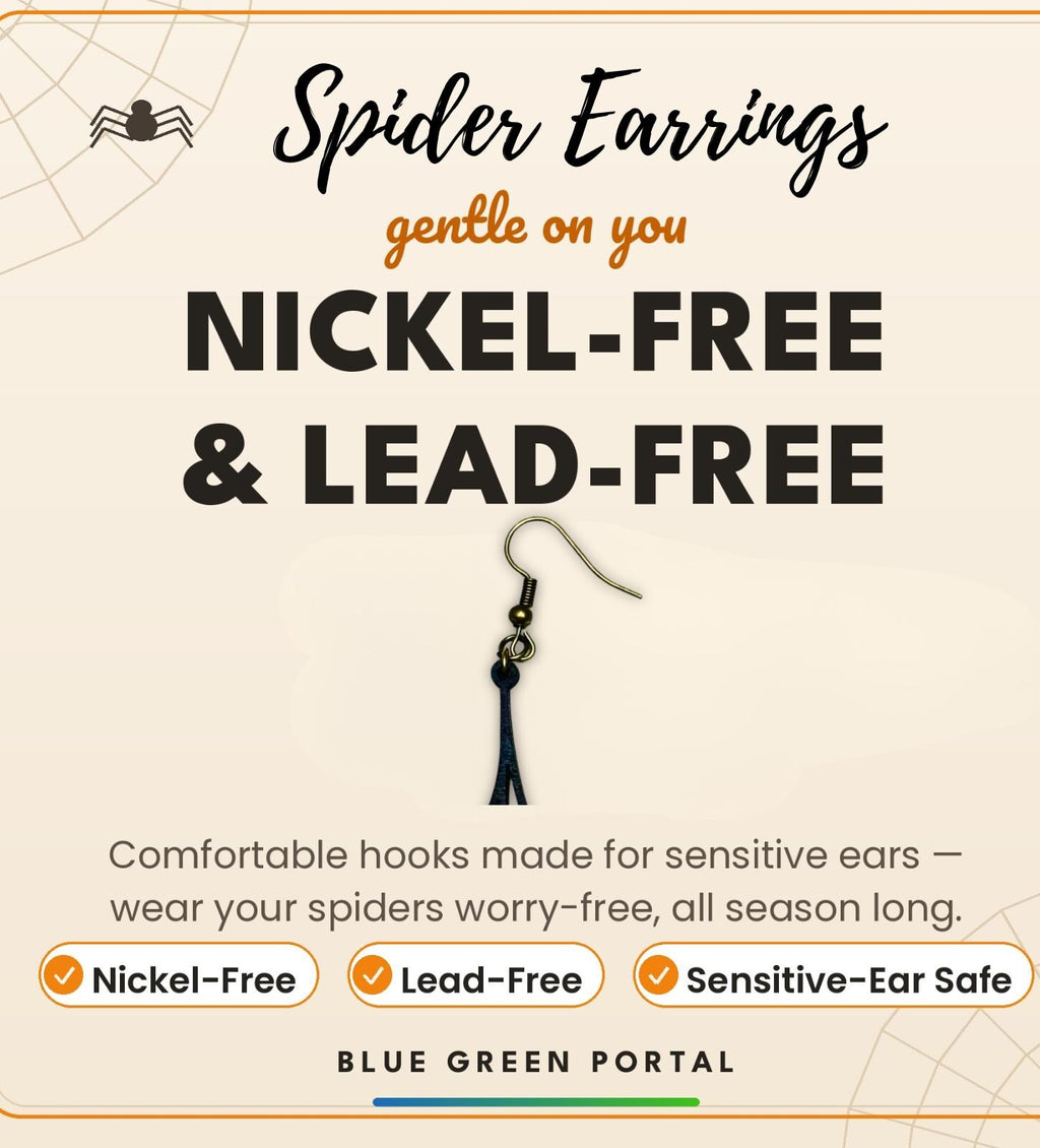 Wooden Halloween Spider Web Earrings