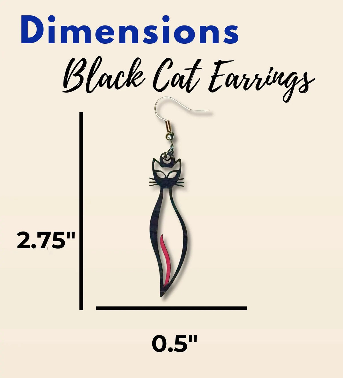 Black Cat Wooden Earrings