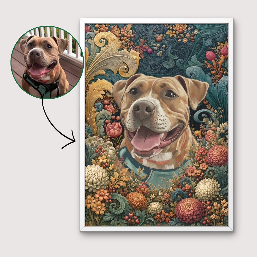 Floral Custom Pet Portrait