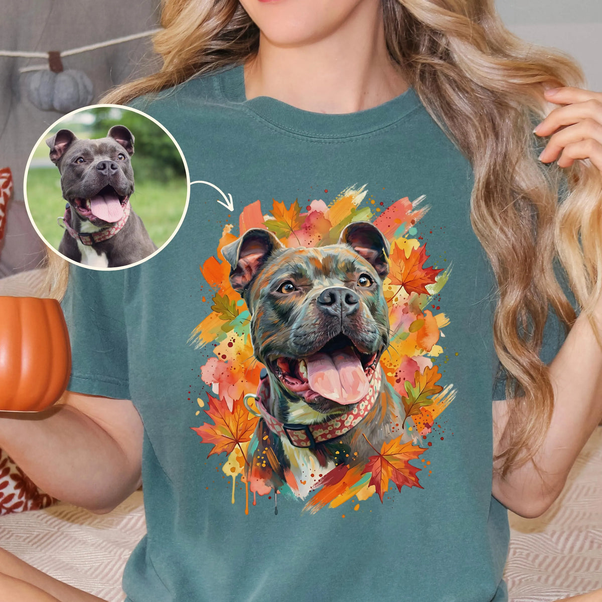 Custom Fall Pet Portrait Shirt