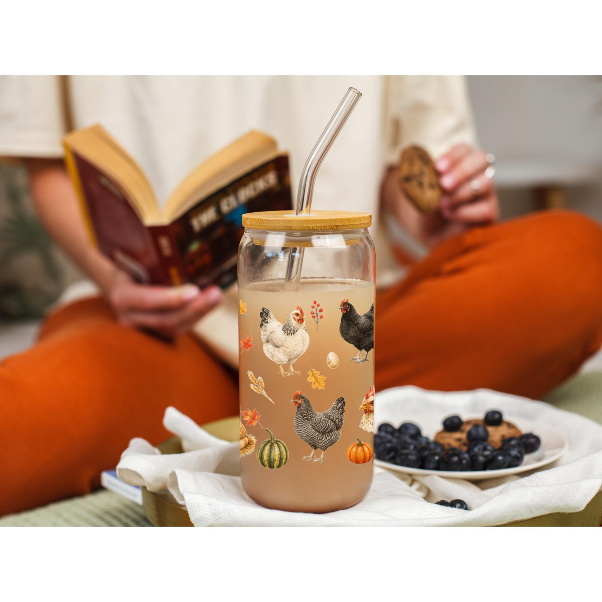 Chicken Fall Glass Can Tumbler