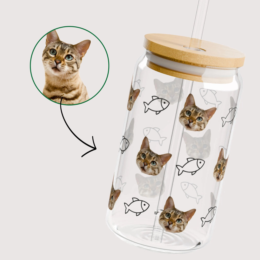 Custom Cat Photo Glass Tumbler