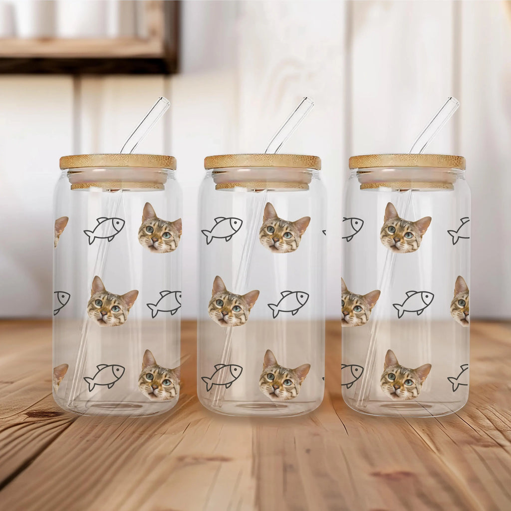 Custom Cat Photo Glass Tumbler