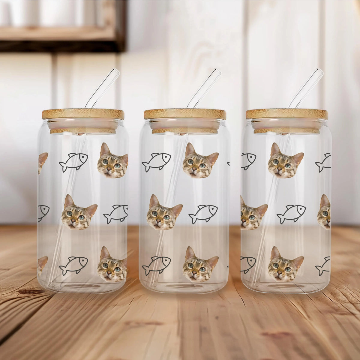 Custom Cat Photo Glass Tumbler