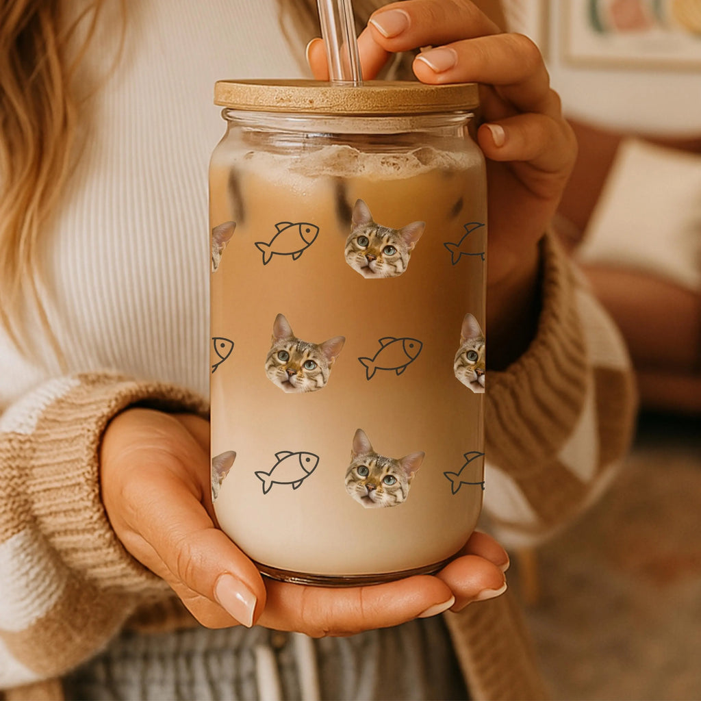 Custom Cat Photo Glass Tumbler