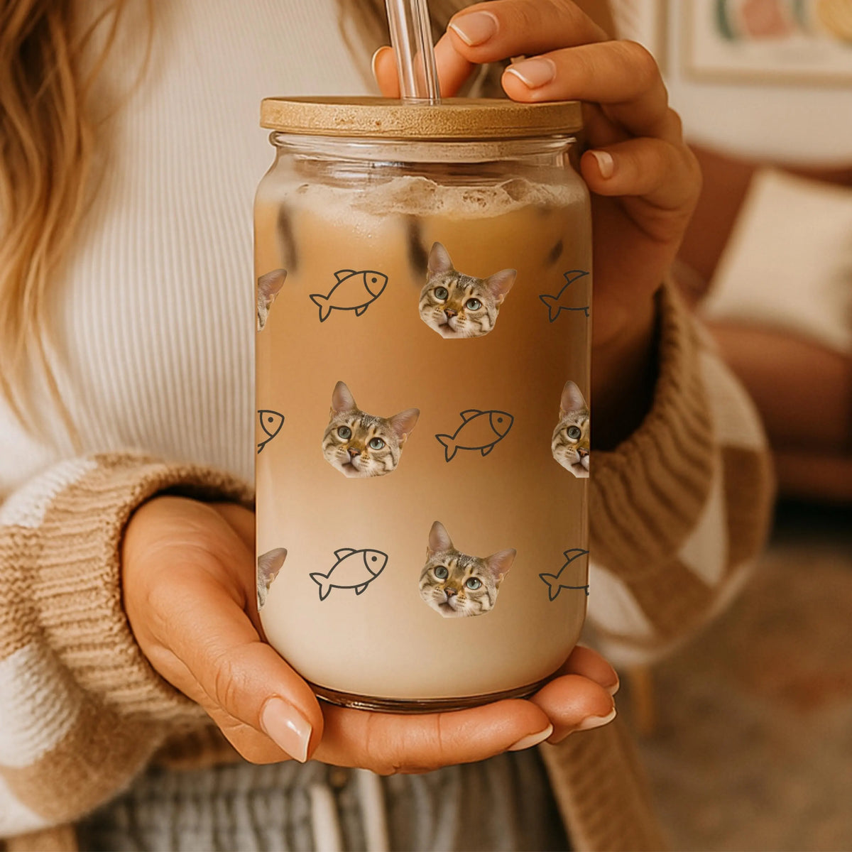 Custom Cat Photo Glass Tumbler