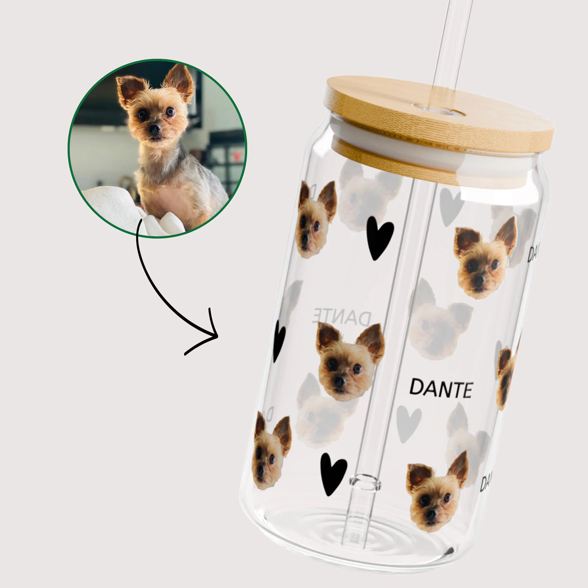 Custom Pet Photo Glass Tumbler