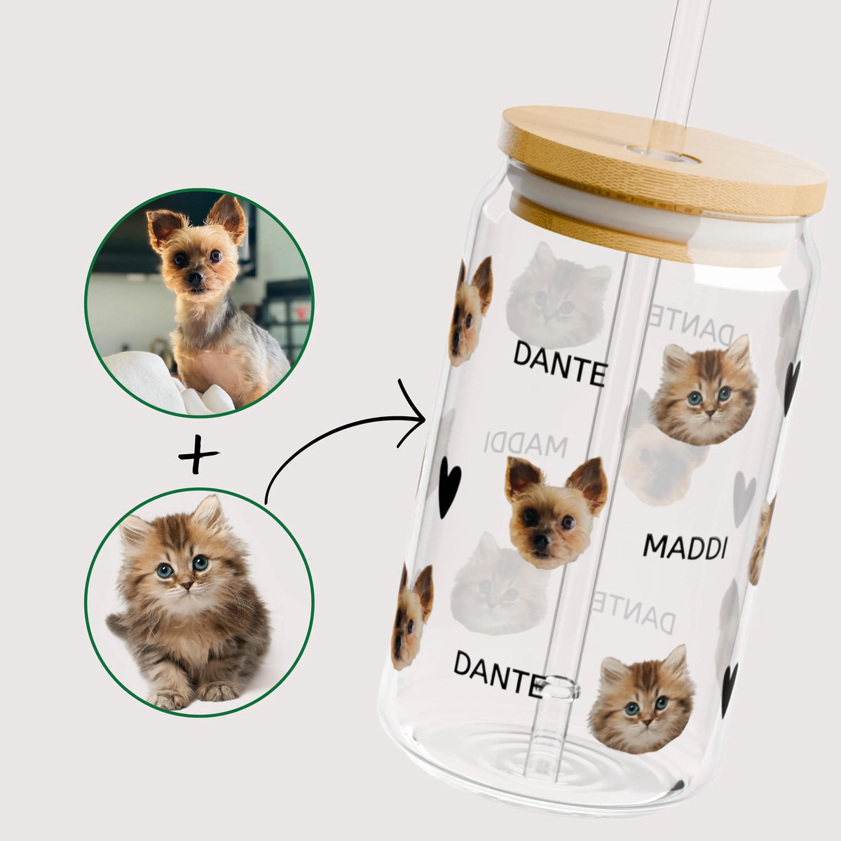 Custom Pet Photo Glass Tumbler
