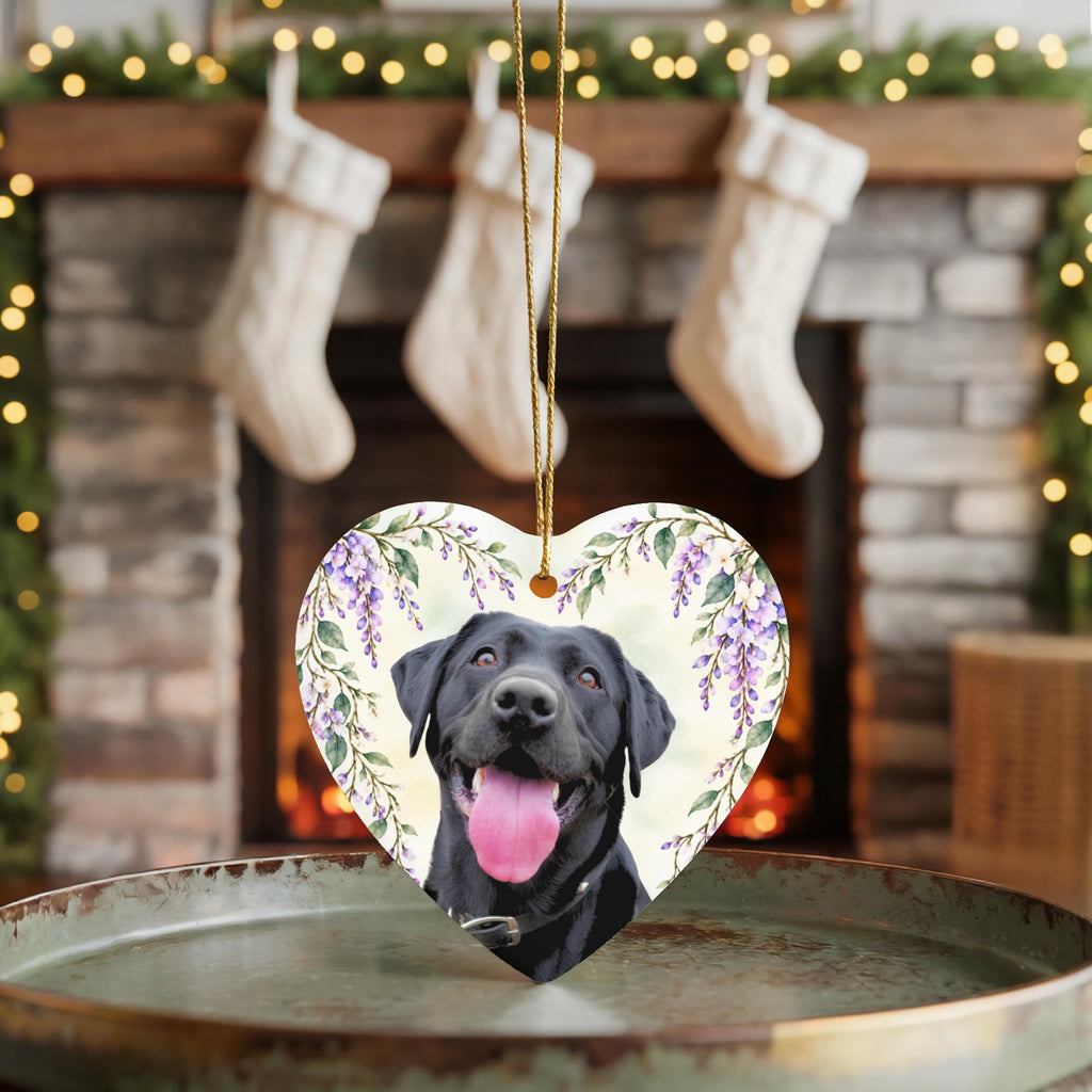 Floral Pet Photo Heart Ornament